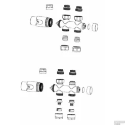 Set Thermostatisch Onderblok Boss & Wessing Zuko Recht Glans Wit -Goedkope Stijl Baden Winkel 43.3576 tekening 1