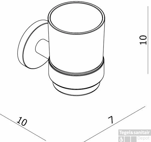 B&w-luxury Nice Glashouder Met Glas Brushed Nickel 4 B&w-luxury Nice Glashouder Met Glas Brushed Nickel - Afbeelding 2