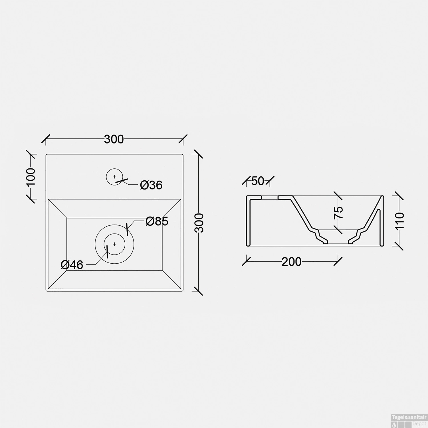 Fontein Salenzi Spy 30x30 Cm Mat Taupe (inclusief Bijpassende Waste) - Afbeelding 4