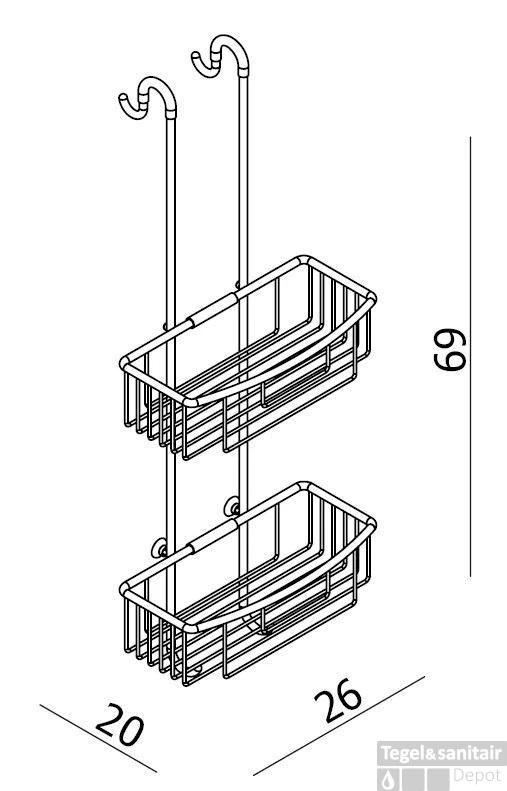 B&w-luxury Bold Spons-zeephouder Dubbel M/ophanghaak V/douchewand Chroom 4 B&w-luxury Bold Spons-zeephouder Dubbel M/ophanghaak V/douchewand Chroom - Afbeelding 2