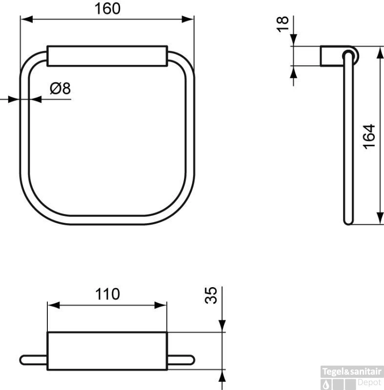 Ideal Standard Connect Handdoekring Hoekig 16 Cm. Chroom 4 Ideal Standard Connect Handdoekring Hoekig 16 Cm. Chroom - Afbeelding 2