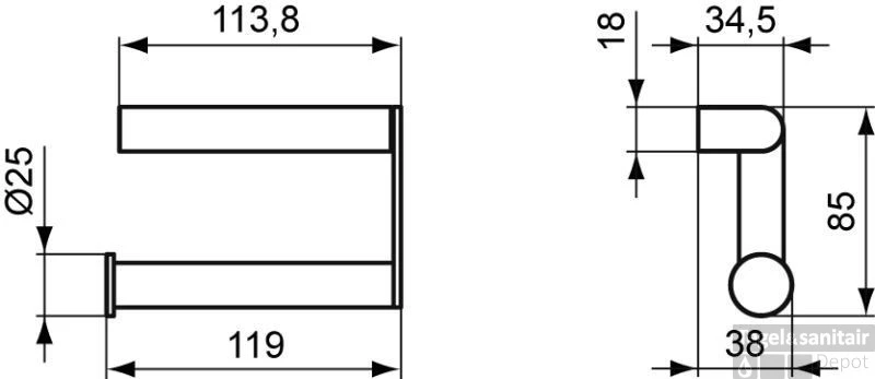 Ideal Standard Connect Closetrolhouder Zonder Klep Chroom 4 Ideal Standard Connect Closetrolhouder Zonder Klep Chroom - Afbeelding 2