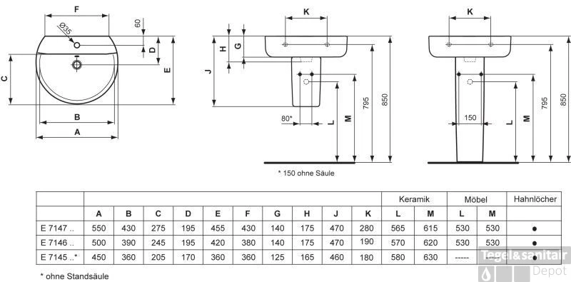 Ideal Standard Connect Sphere Wastafel 50 X 42 Cm. Wit 4 Ideal Standard Connect Sphere Wastafel 50 X 42 Cm. Wit - Afbeelding 2