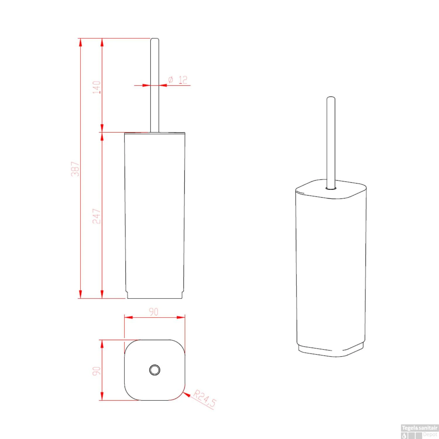 Toiletborstelhouder Sapho Seventy Vrijstaand 38.7x9 Cm Bruin 4 Toiletborstelhouder Sapho Seventy Vrijstaand 38.7x9 Cm Bruin - Afbeelding 2