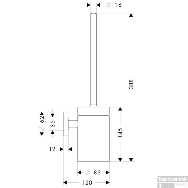 Hansgrohe E/s Closetborstelhouder Brushed Nickel 4 Hansgrohe E/s Closetborstelhouder Brushed Nickel - Afbeelding 2