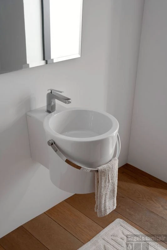 B&w-luxury Aspa Fontein Rond 30x40cm.m/kraangat M/handdoekbeugel Wit 4 B&w-luxury Aspa Fontein Rond 30x40cm.m/kraangat M/handdoekbeugel Wit - Afbeelding 2