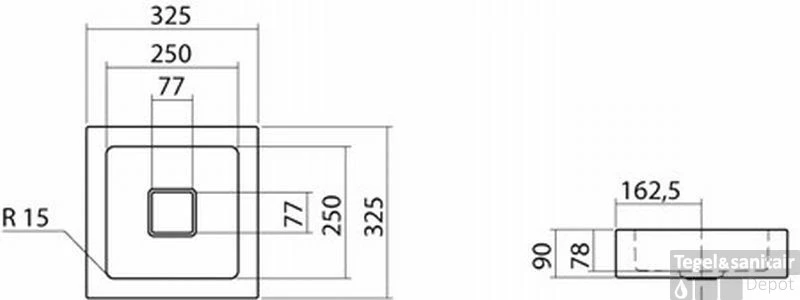 Alape Ab Serie Opzet Wastafel 32,5x32,5x9 Cm. Wit 4 Alape Ab Serie Opzet Wastafel 32,5x32,5x9 Cm. Wit - Afbeelding 2