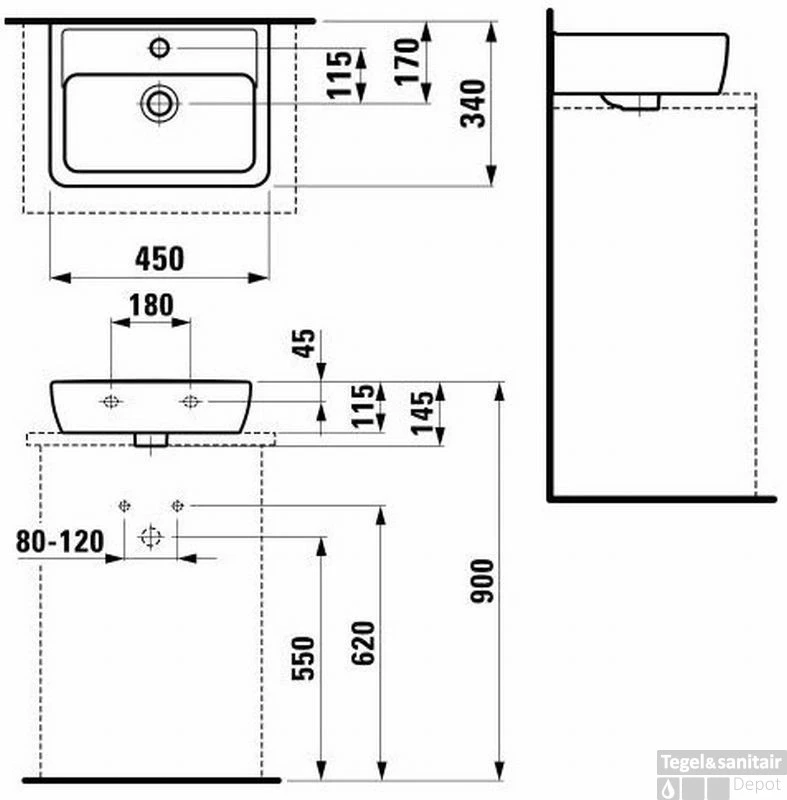 Laufen Pro S Opzet Waskom 45x34 Cm. Wit 4 Laufen Pro S Opzet Waskom 45x34 Cm. Wit - Afbeelding 2