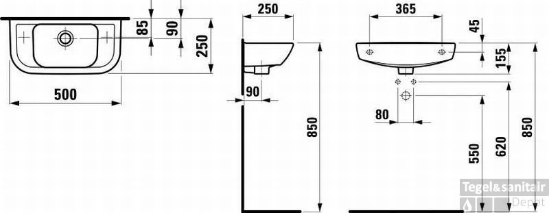 Laufen Pro B Fontein 50x25 Cm. Kraangat Links Wit 4 Laufen Pro B Fontein 50x25 Cm. Kraangat Links Wit - Afbeelding 2