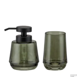 Badkamerset - Zeepdispenser 380 Ml / Tandenborstelbeker Sealskin Mood Groen -Goedkope Stijl Baden Winkel 800052 shop