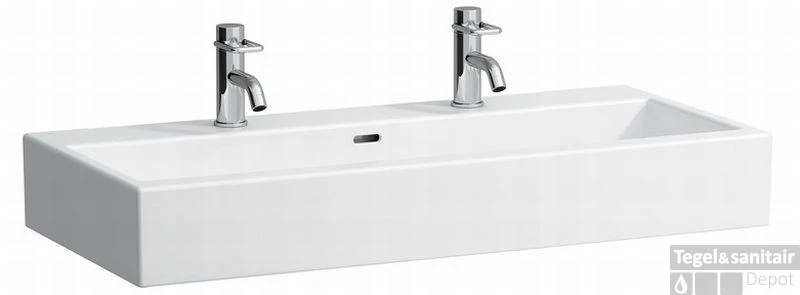 Laufen Living City Opbouw Wastafel 100x46 Cm. Met 2 Kraangaten Wit 3 Laufen Living City Opbouw Wastafel 100x46 Cm. Met 2 Kraangaten Wit