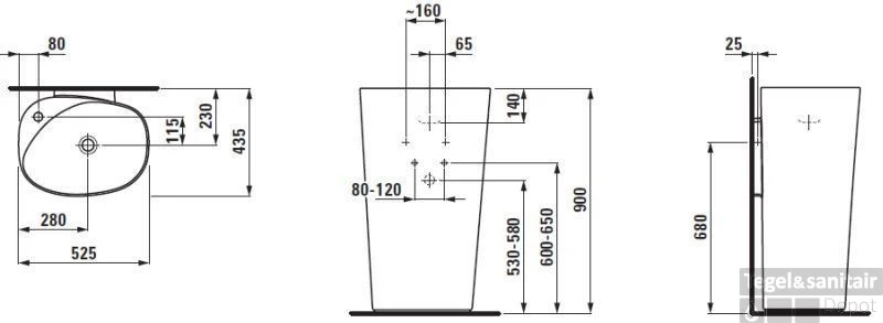 Laufen Palomba Staande Wastafel Amorf 52.5x40 Z/krgt.+afvplug.lcc Wit 4 Laufen Palomba Staande Wastafel Amorf 52.5x40 Z/krgt.+afvplug.lcc Wit - Afbeelding 2