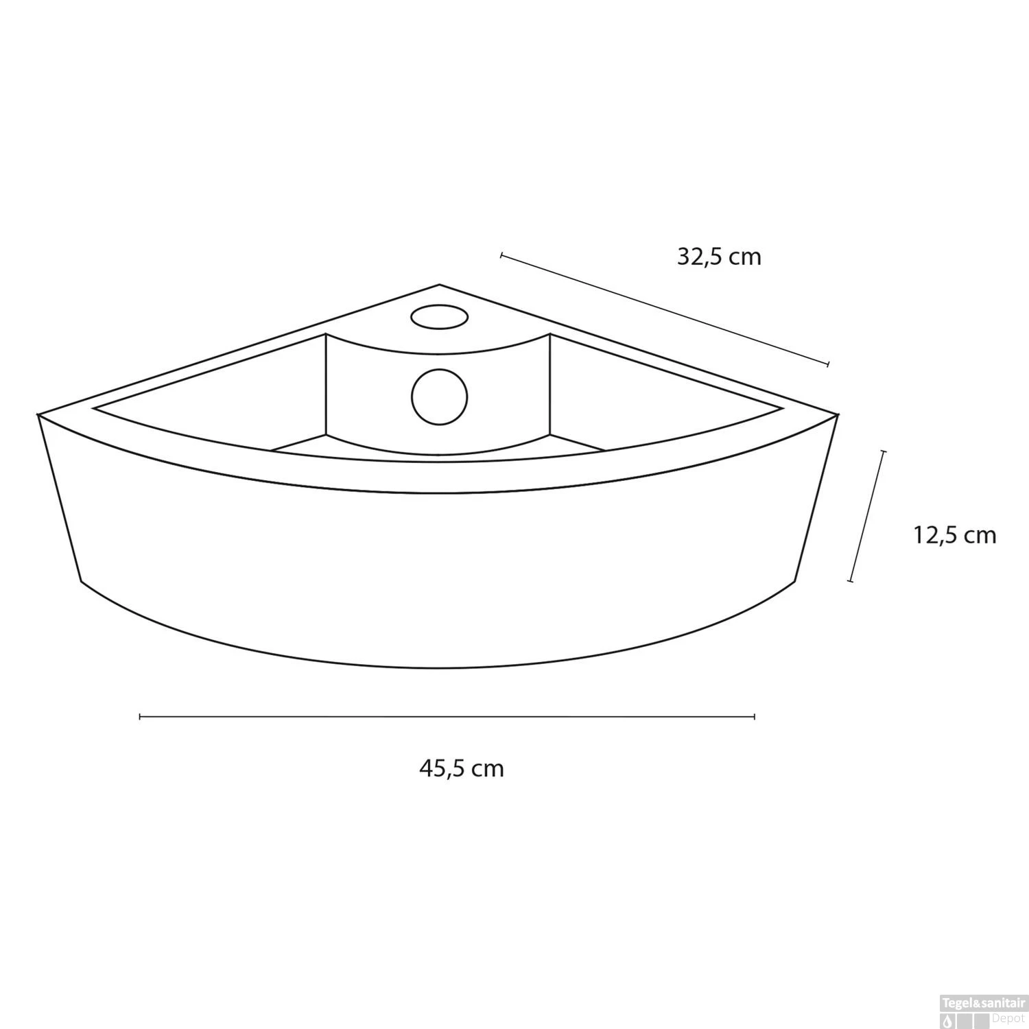 Hoekfontein Differnz Hera 12.5x32x32 Cm Keramiek Wit 4 Hoekfontein Differnz Hera 12.5x32x32 Cm Keramiek Wit - Afbeelding 2
