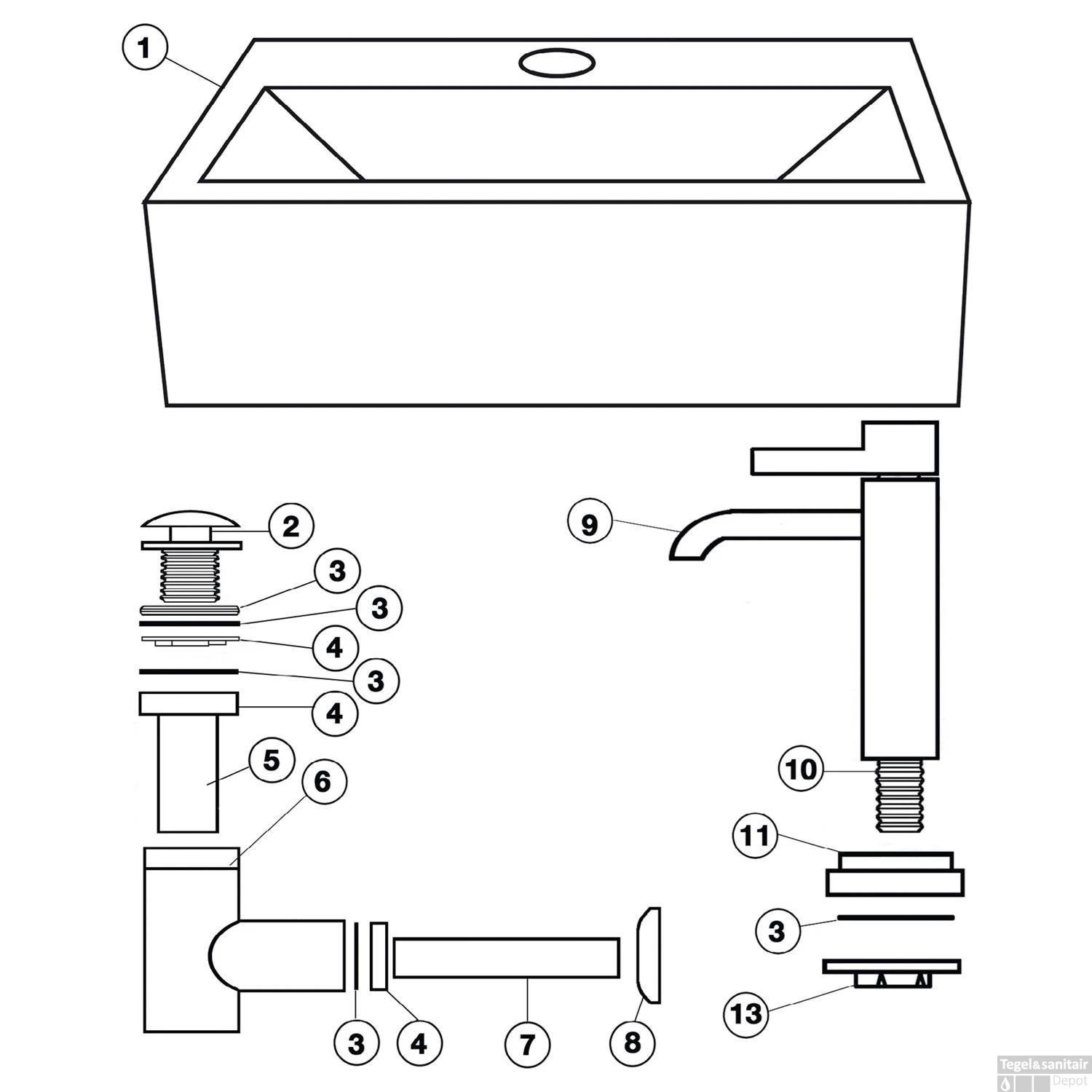 Fonteinset Differnz Brimo 13.5x35x30 Cm Keramiek Wit (inclusief Kraan Sifon En Afvoer) 5 Fonteinset Differnz Brimo 13.5x35x30 Cm Keramiek Wit (inclusief Kraan Sifon En Afvoer) - Afbeelding 3