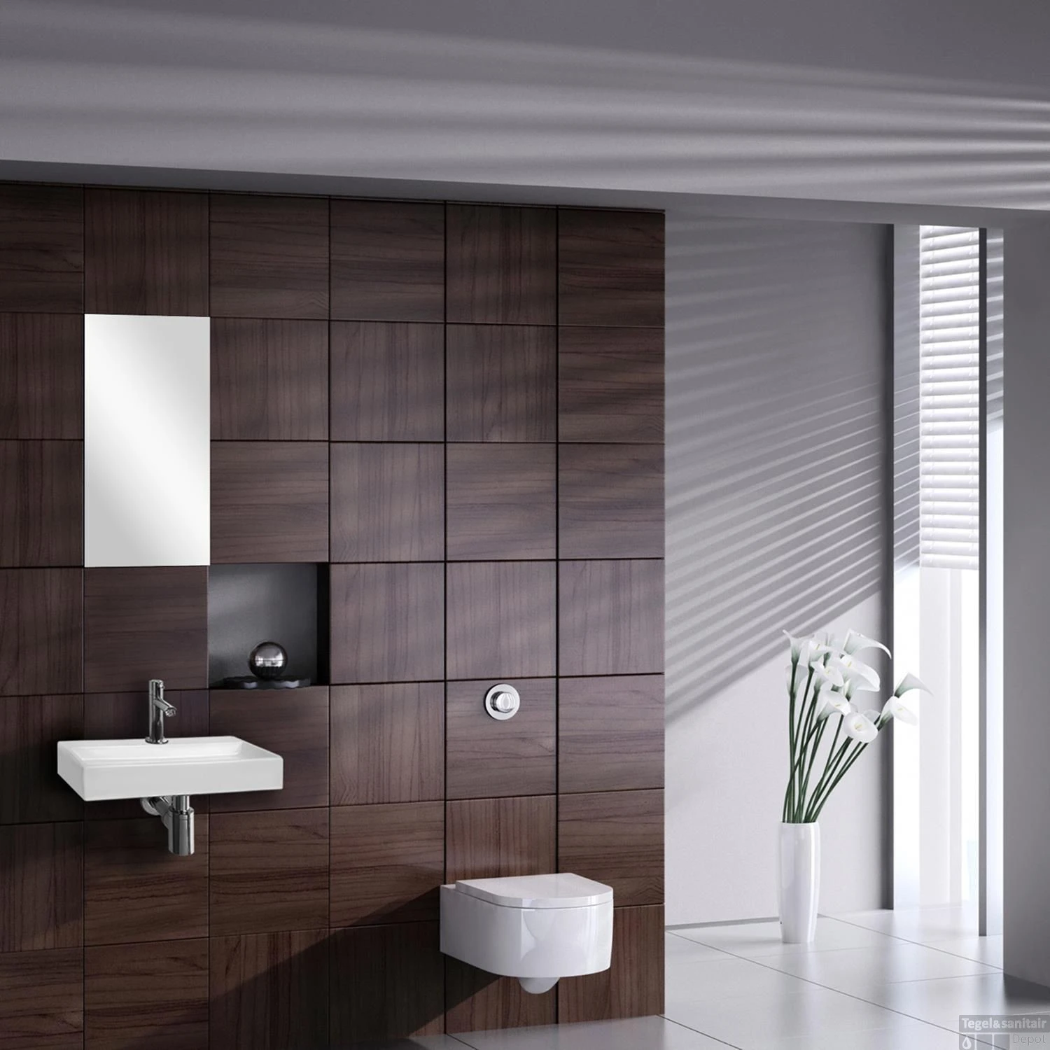 Fontein Differnz Flat Small 7x38x24 Cm Keramiek Wit 4 Fontein Differnz Flat Small 7x38x24 Cm Keramiek Wit - Afbeelding 2