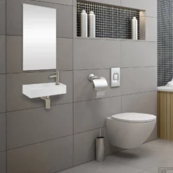 Fonteinset Differnz Rechts 36x18.5x9 Cm Solid Surface Mat Wit (inclusief Mat Verchroomde Kraan Sifon En Afvoer) -Goedkope Stijl Baden Winkel 8712793543160 06