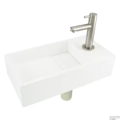 Fonteinset Differnz Rechts 36x18.5x9 Cm Solid Surface Mat Wit (inclusief Mat Verchroomde Kraan Sifon En Afvoer) -Goedkope Stijl Baden Winkel 8712793543160 17