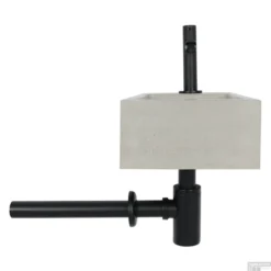 Fonteinset Differnz Jukon Rechts 38.5x18.5x9 Cm Beton Grijs (inclusief Mat Zwarte Kraan Sifon En Afvoer) -Goedkope Stijl Baden Winkel 8712793548226 01