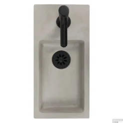 Fonteinset Differnz Jukon Rechts 38.5x18.5x9 Cm Beton Grijs (inclusief Mat Zwarte Kraan Sifon En Afvoer) -Goedkope Stijl Baden Winkel 8712793548226 02