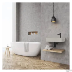 Fonteinset Differnz Jukon Rechts 38.5x18.5x9 Cm Beton Grijs (inclusief Mat Zwarte Kraan Sifon En Afvoer) -Goedkope Stijl Baden Winkel 8712793548226 06