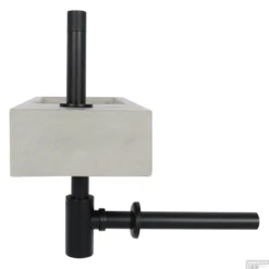 Fonteinset Differnz Jukon Rechts 38.5x18.5x9 Cm Beton Grijs (inclusief Mat Zwarte Kraan Sifon En Afvoer) -Goedkope Stijl Baden Winkel 8712793548226 18