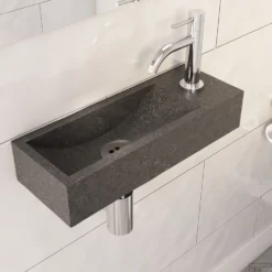 Fonteinset Natuursteen Tulip 40x15x8 Cm Rechthoek (kraangat Rechts) -Goedkope Stijl Baden Winkel 8718848072746 up