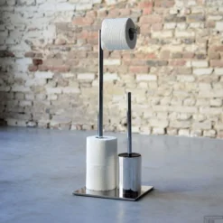 Toiletbutler Sealskin Tube Met Toiletrolhouder, Reserverolhouder En Toiletborstel Met Houder Vrijstaand Chroom -Goedkope Stijl Baden Winkel 8720553004288 5