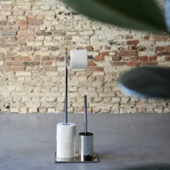 Toiletbutler Sealskin Tube Met Toiletrolhouder, Reserverolhouder En Toiletborstel Met Houder Vrijstaand Chroom -Goedkope Stijl Baden Winkel 8720553004288 7