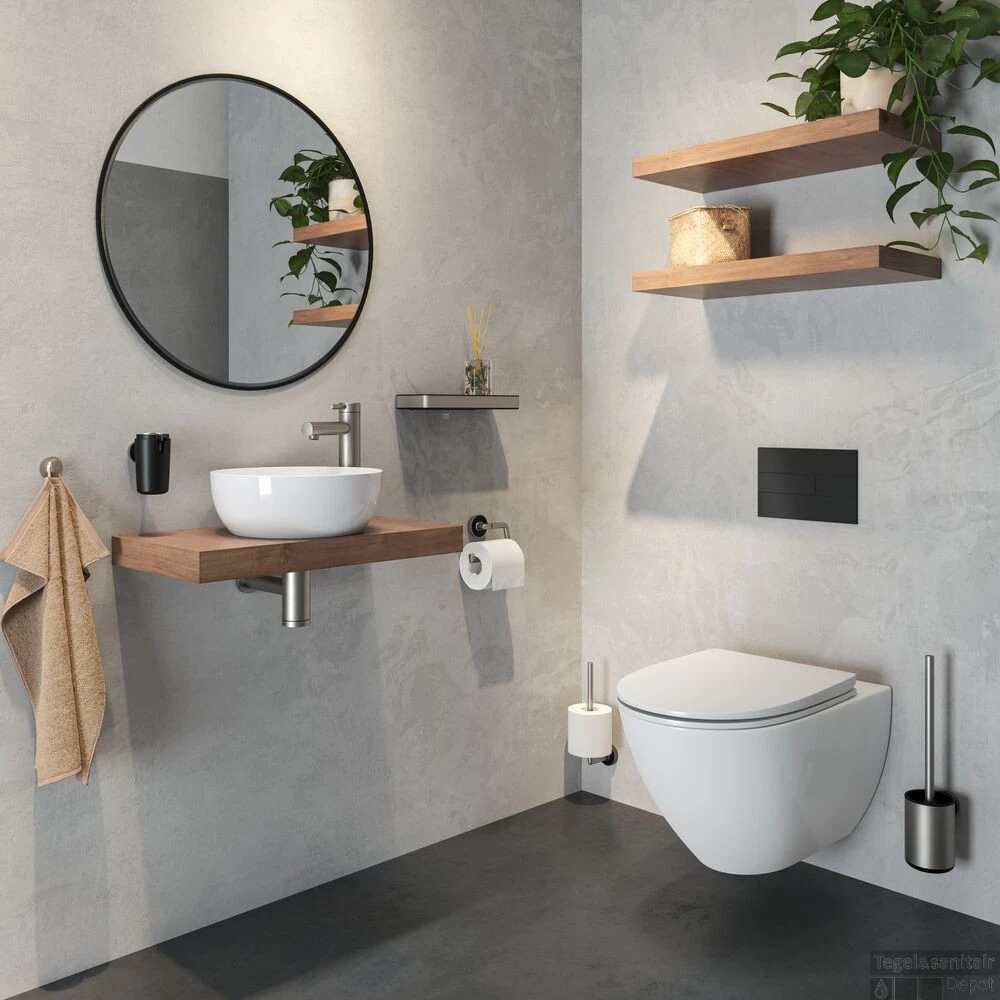 Toiletborstel Met Houder Tiger Cooper RVS Geborsteld / Zwart 8 Toiletborstel Met Houder Tiger Cooper RVS Geborsteld / Zwart - Afbeelding 6