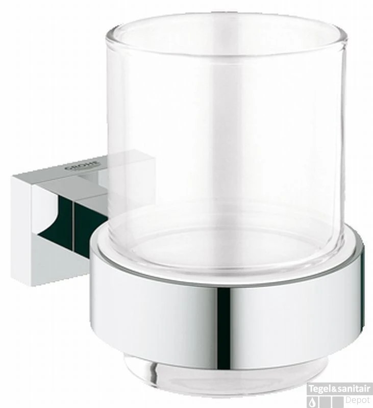 Grohe Essentials Cube Glashouder Met Glas Chroom 3 Grohe Essentials Cube Glashouder Met Glas Chroom