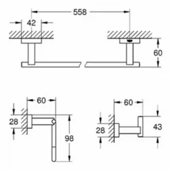 Grohe Essentials Cube Accessoireset 3-in-1 (haak-handdh.-rolh.z/klep) Chroom -Goedkope Stijl Baden Winkel 90013