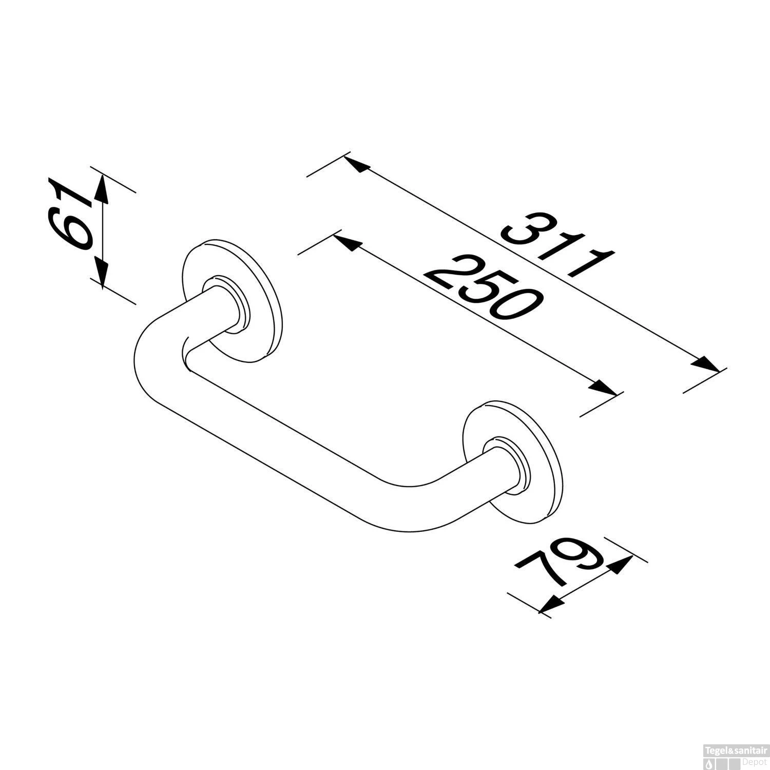 Badgreep 25 Cm Geesa Hotel Chroom 4 Badgreep 25 Cm Geesa Hotel Chroom - Afbeelding 2