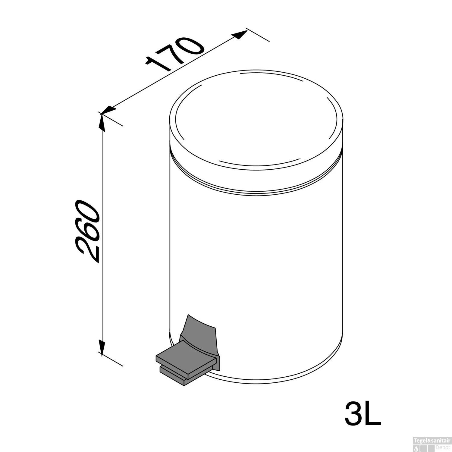Pedaalemmer Vrijstaand 3 Liter Geesa Hotel Chroom 4 Pedaalemmer Vrijstaand 3 Liter Geesa Hotel Chroom - Afbeelding 2