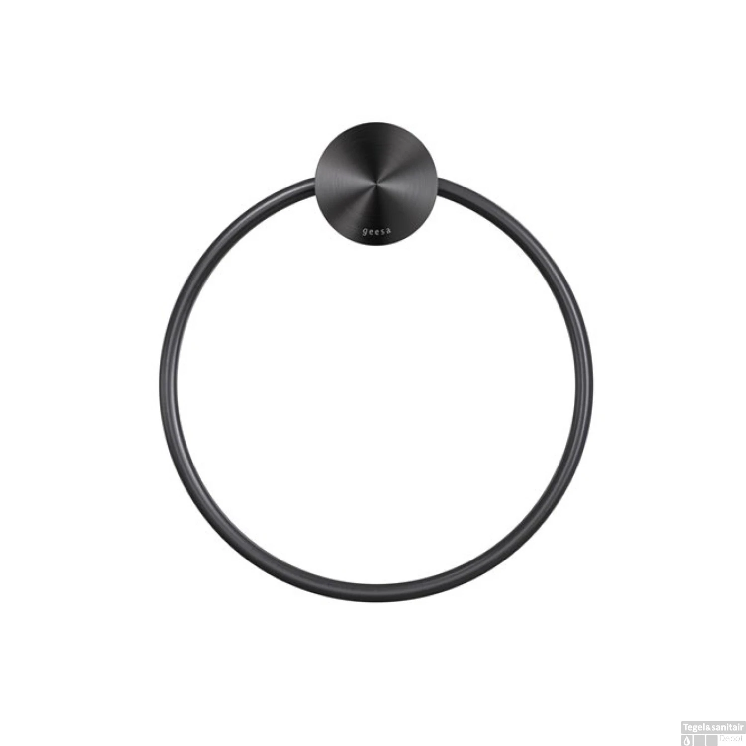 Handdoekring Zwart Geesa Opal Metaal Geborsteld 4 Handdoekring Zwart Geesa Opal Metaal Geborsteld - Afbeelding 2