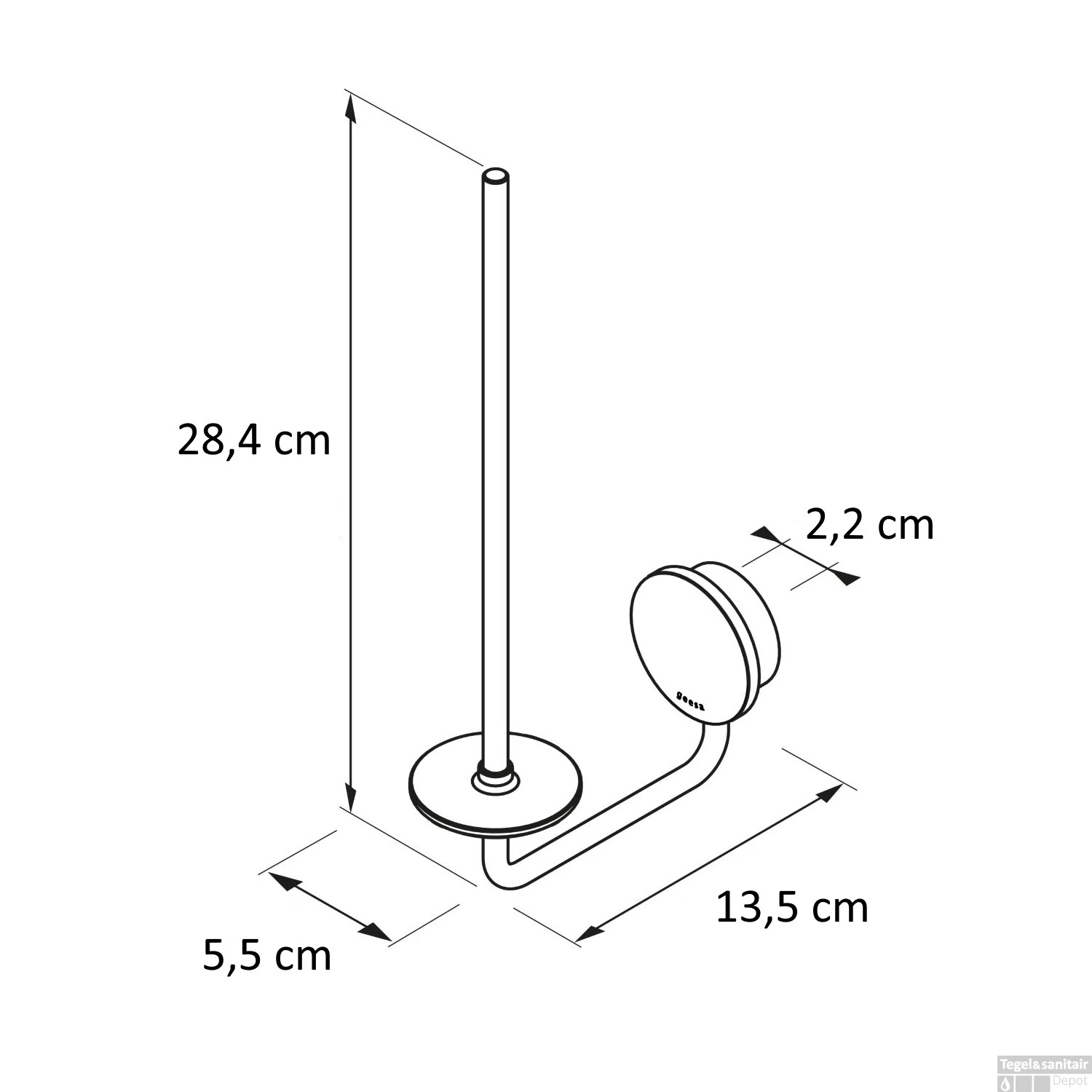 Reserverolhouder Geesa Opal RVS Geborsteld 5 Reserverolhouder Geesa Opal RVS Geborsteld - Afbeelding 3