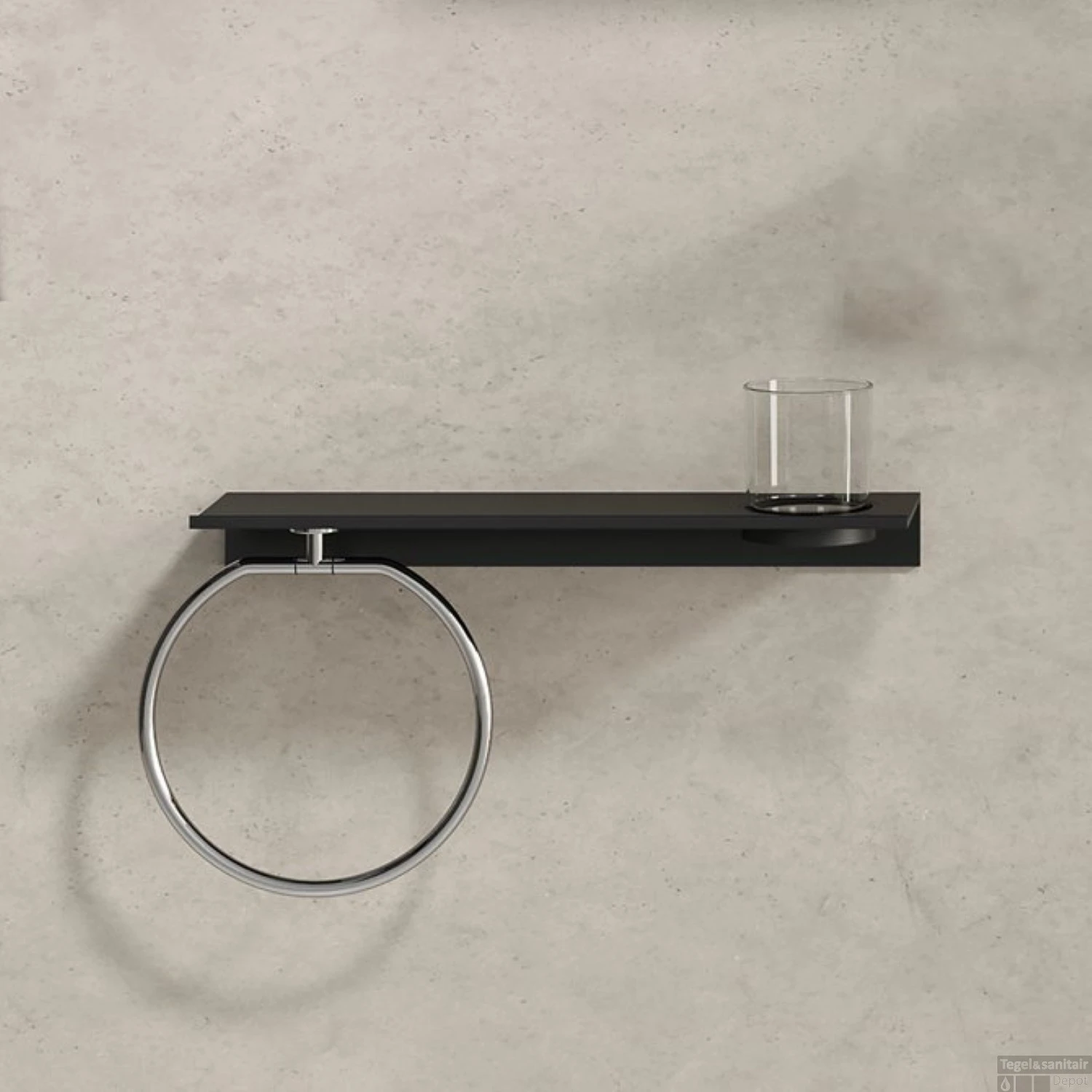 Planchet Met Handdoekring Geesa Leev 40 Cm Zwart Chroom 5 Planchet Met Handdoekring Geesa Leev 40 Cm Zwart Chroom - Afbeelding 3