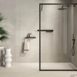 Planchet Met Glas En Handdoekring Geesa Leev 40 Cm Zwart -Goedkope Stijl Baden Winkel 918204 06 400 sfeer 2