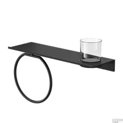 Planchet Met Glas En Handdoekring Geesa Leev 40 Cm Zwart -Goedkope Stijl Baden Winkel 918204 06 400 shop