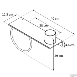 Planchet Met Glas En Handdoekring Geesa Leev 40 Cm Zwart -Goedkope Stijl Baden Winkel 918204 06 400 tekening