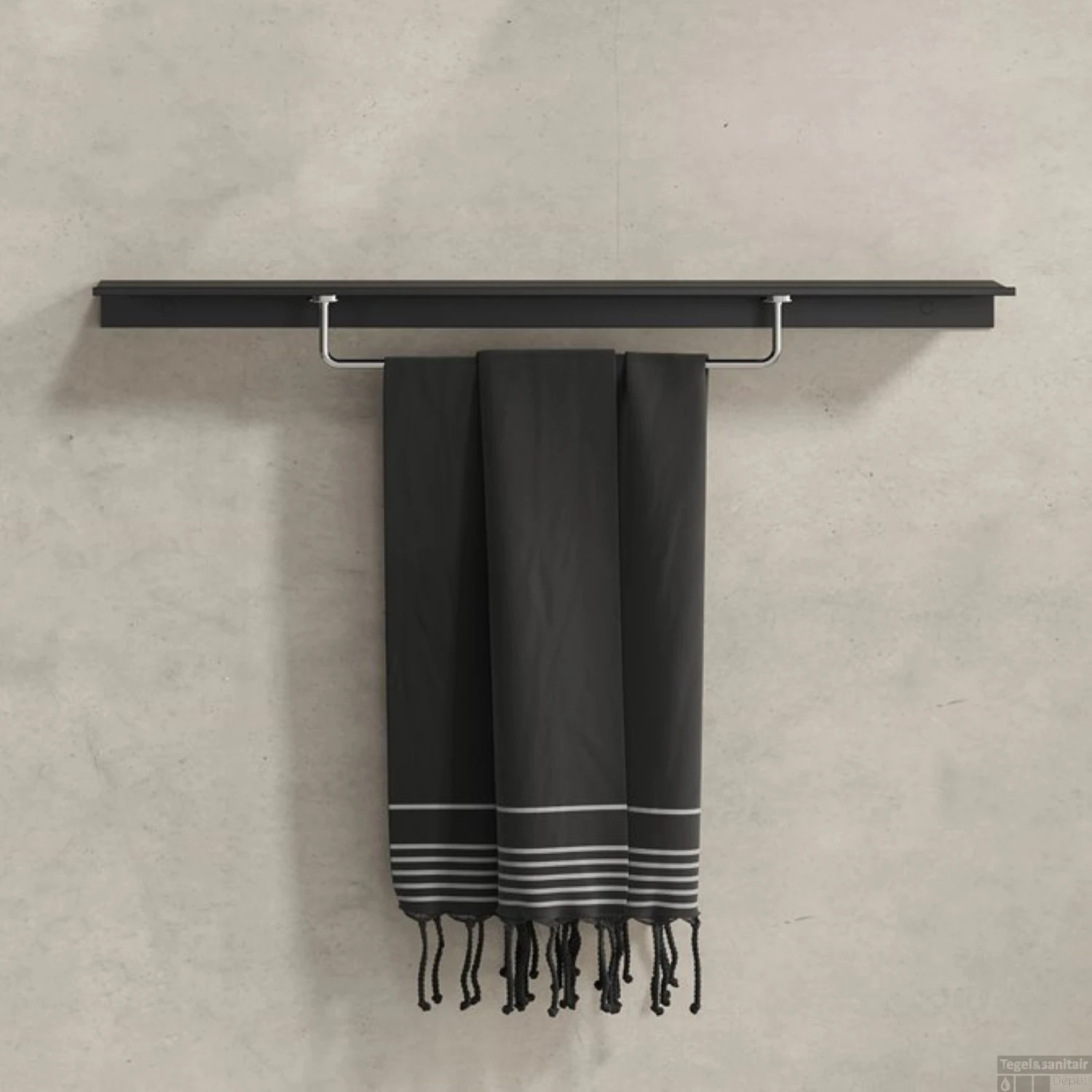 Planchet Met Handdoekrek Geesa Leev 80 Cm Zwart Chroom 5 Planchet Met Handdoekrek Geesa Leev 80 Cm Zwart Chroom - Afbeelding 3