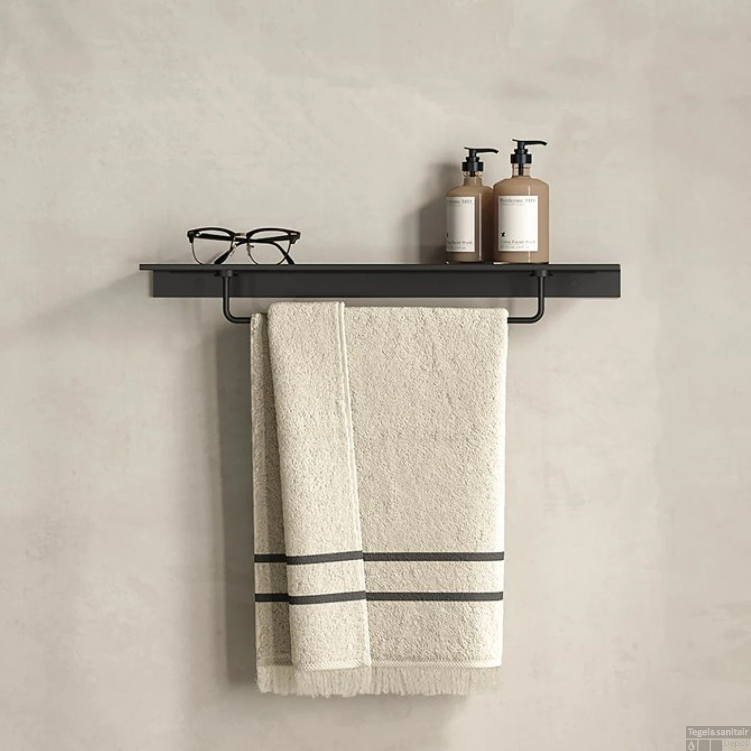 Planchet Met Handdoekrek Geesa Leev 60 Cm Zwart 5 Planchet Met Handdoekrek Geesa Leev 60 Cm Zwart - Afbeelding 3