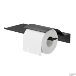 Planchet Met Toiletrolhouder Met Klep Geesa Leev 28 Cm Zwart