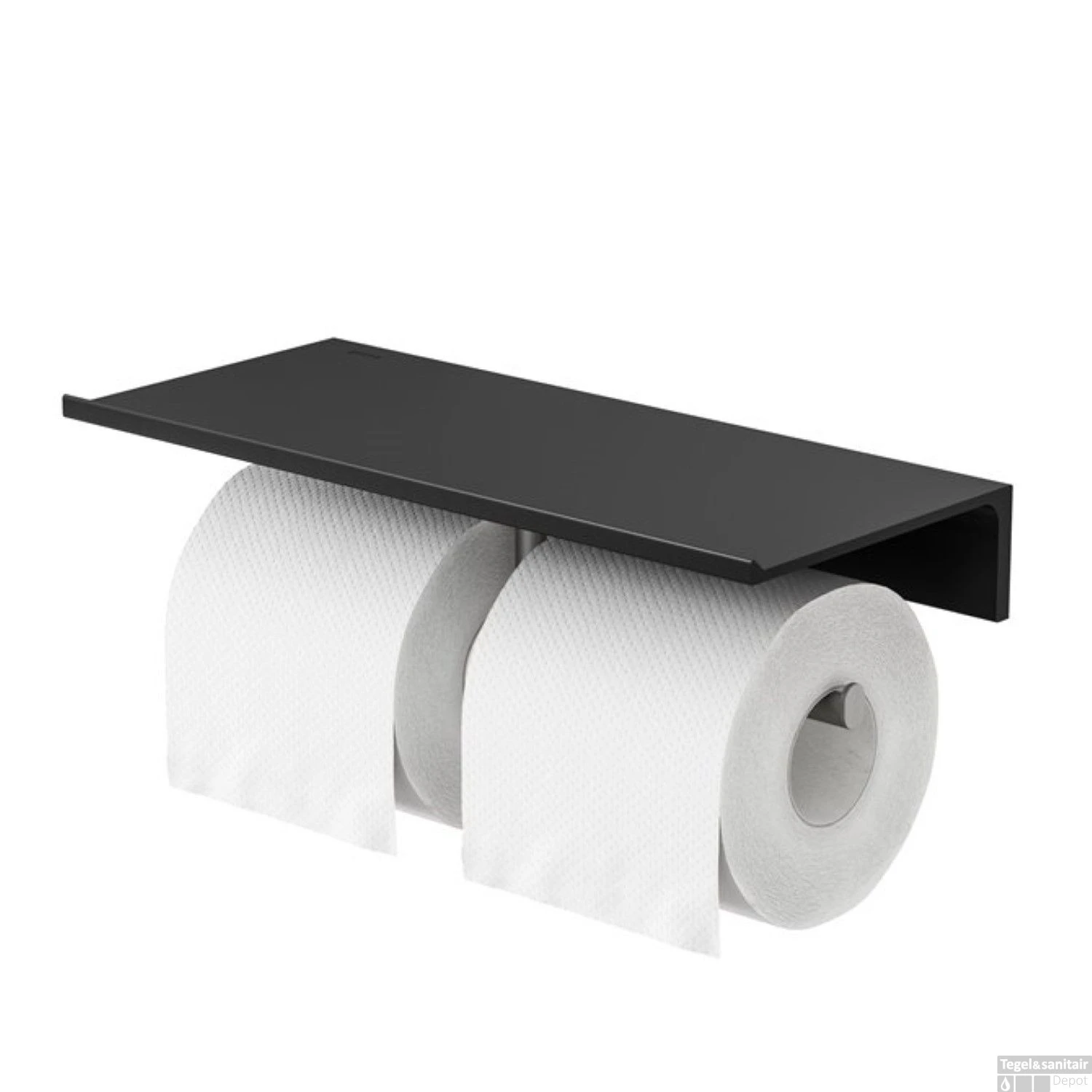 Planchet Met Toiletrolhouder Zonder Klep Dubbel Geesa Leev 28 Cm Geborsteld RVS Zwart 3 Planchet Met Toiletrolhouder Zonder Klep Dubbel Geesa Leev 28 Cm Geborsteld RVS Zwart