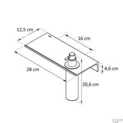 Planchet Met Zeepdispenser En Handdoekhaak Geesa Leev 28 Cm Zwart Chroom -Goedkope Stijl Baden Winkel 918216 02 280 tekening