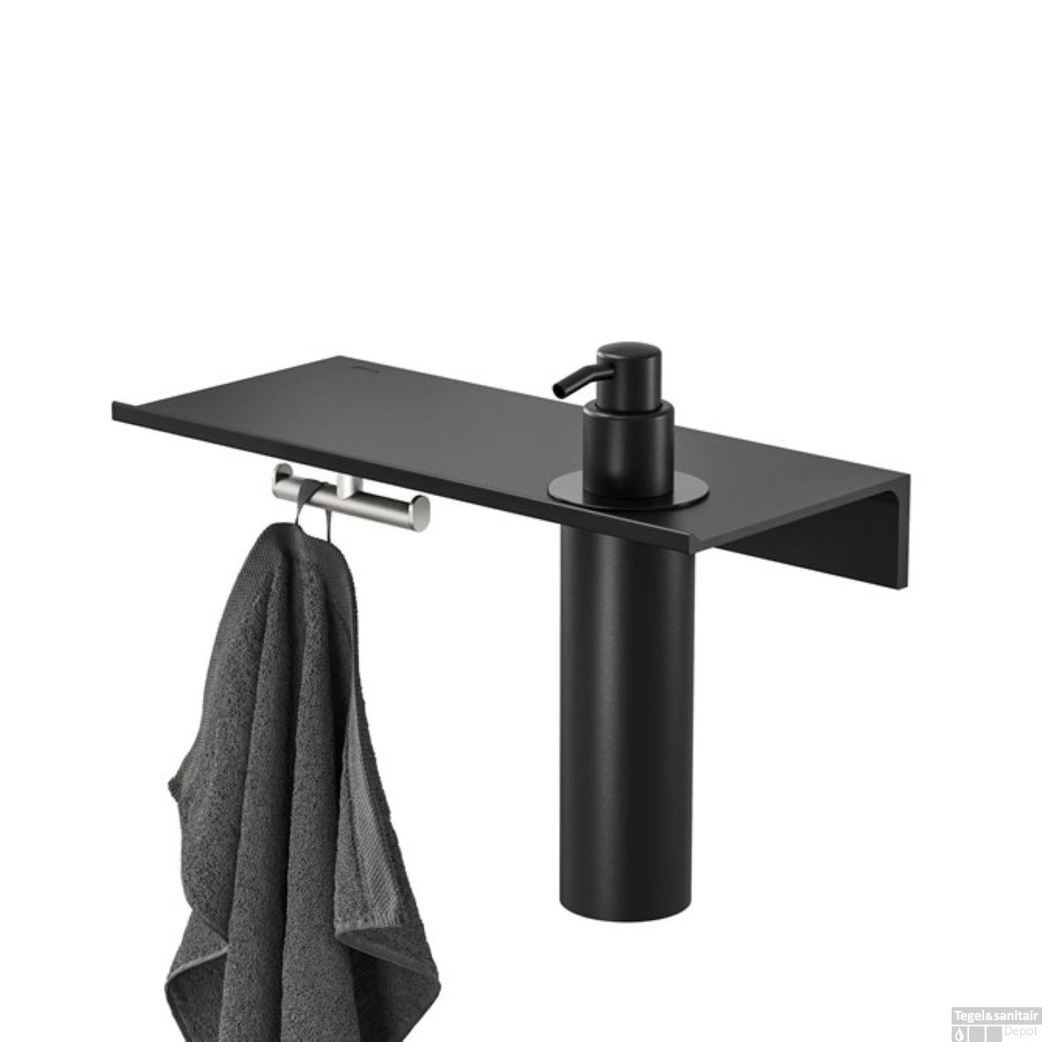 Planchet Met Zeepdispenser 200 Ml En Handdoekhaak Geesa Leev 28 Cm RVS Geborsteld Zwart 3 Planchet Met Zeepdispenser 200 Ml En Handdoekhaak Geesa Leev 28 Cm RVS Geborsteld Zwart