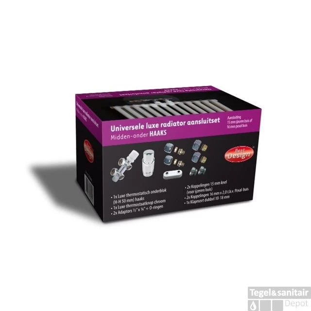 BWS Onderblok Radiatoraansluitset 16x2,0 +15 Knel Haaks (links) Midden Aansluiting Chroom 4 BWS Onderblok Radiatoraansluitset 16x2,0 +15 Knel Haaks (links) Midden Aansluiting Chroom - Afbeelding 2