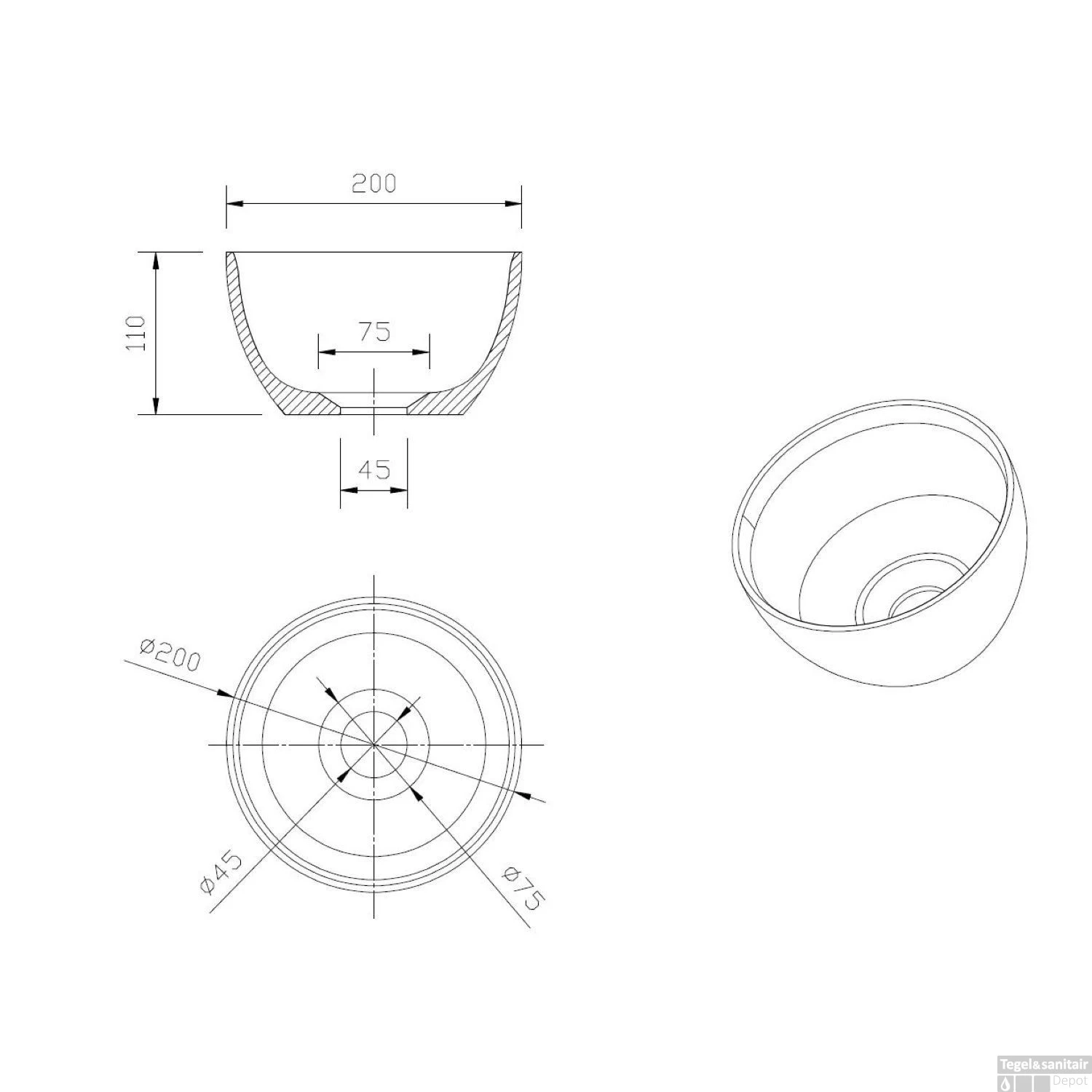 Waskomset Met Planchet BWS Rond 20x11 Cm Solid Surface Wit (inclusief Kraan, Afvoer En Sifon) 10 Waskomset Met Planchet BWS Rond 20x11 Cm Solid Surface Wit (inclusief Kraan, Afvoer En Sifon) - Afbeelding 8
