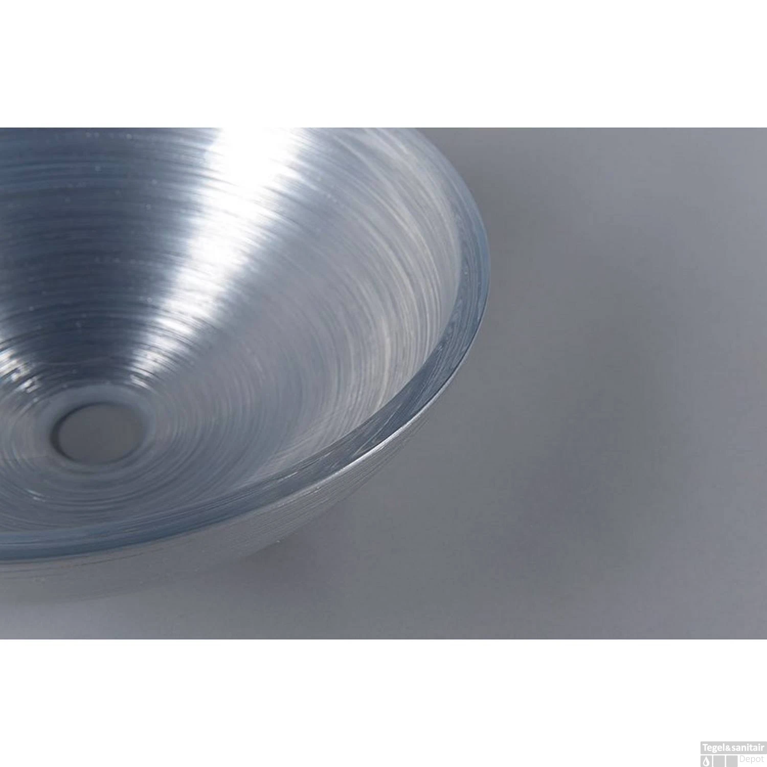 Waskom Sapho Murano Rond 40x14 Cm Glas Zilver 5 Waskom Sapho Murano Rond 40x14 Cm Glas Zilver - Afbeelding 3