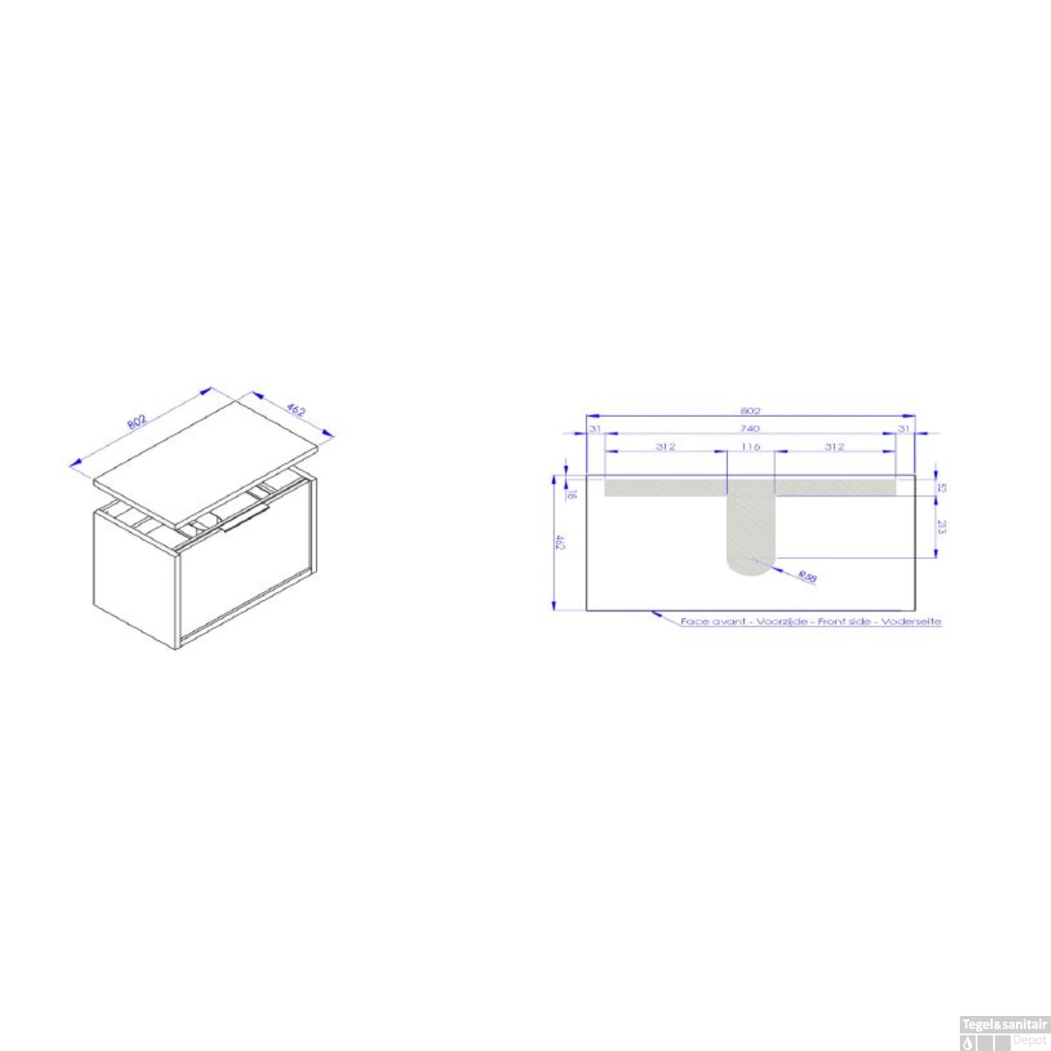 Allibert Wastafelonderblad Sorento 80 Cm Eik Halifax 4 Allibert Wastafelonderblad Sorento 80 Cm Eik Halifax - Afbeelding 2