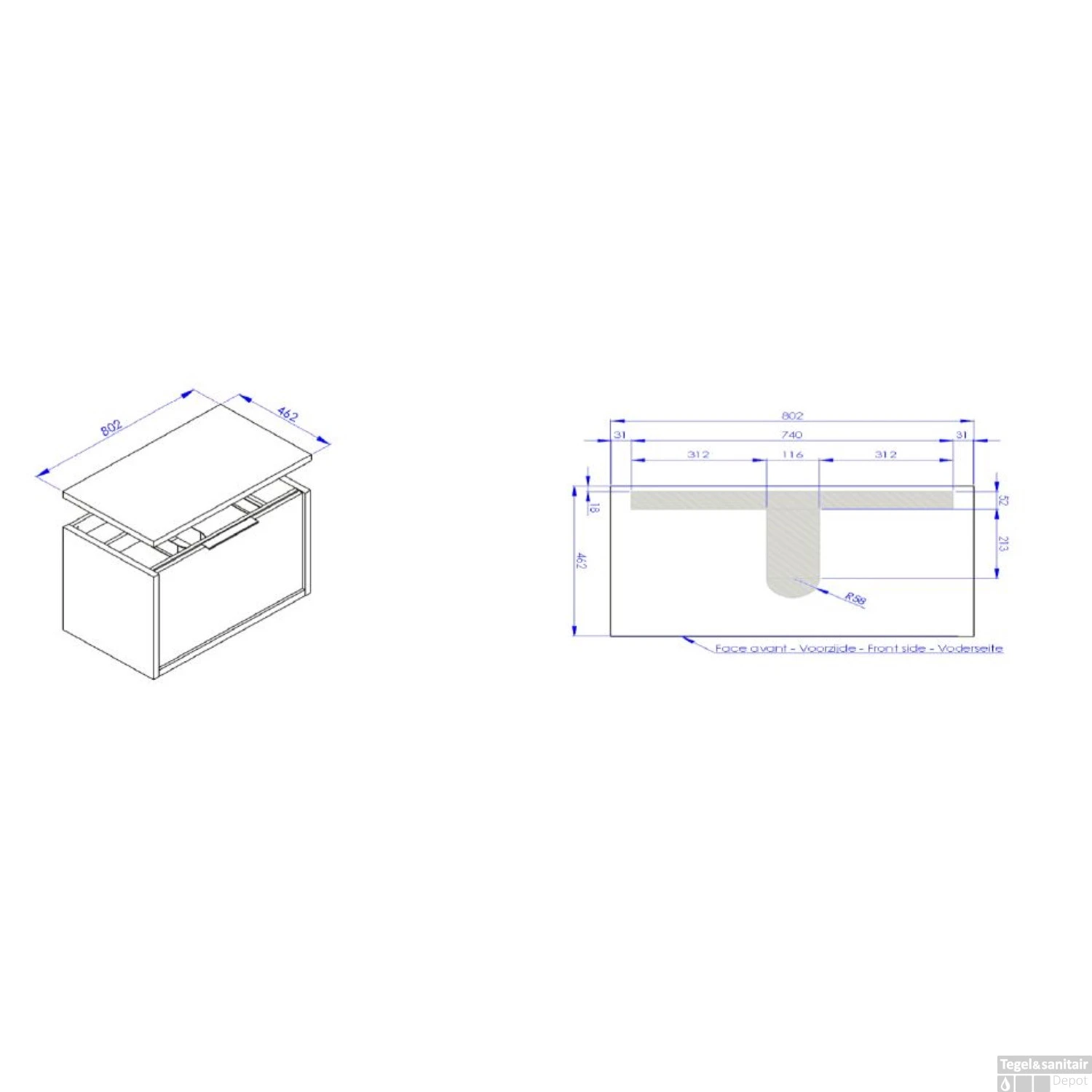 Allibert Wastafelonderblad Sorento 80 Cm Eiken Cognac 4 Allibert Wastafelonderblad Sorento 80 Cm Eiken Cognac - Afbeelding 2